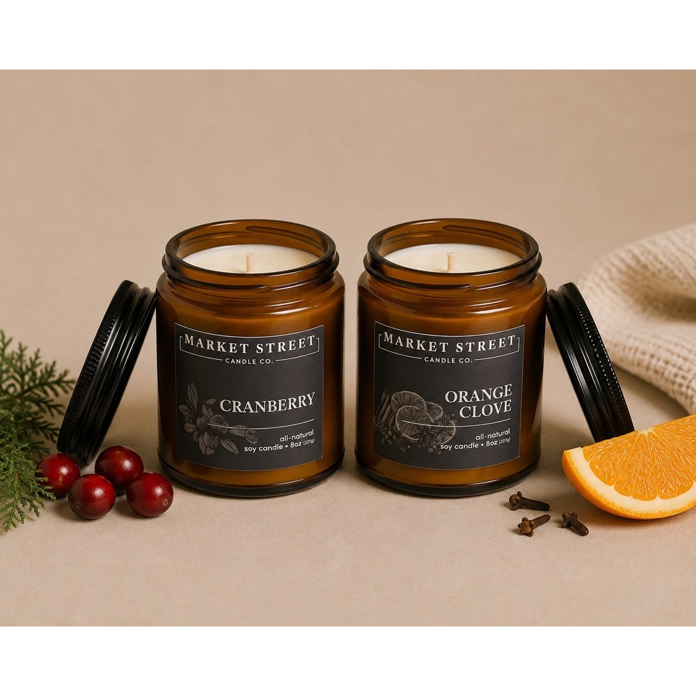 Market Street Candle Co. Amber Twist Collection Soy Candle Set